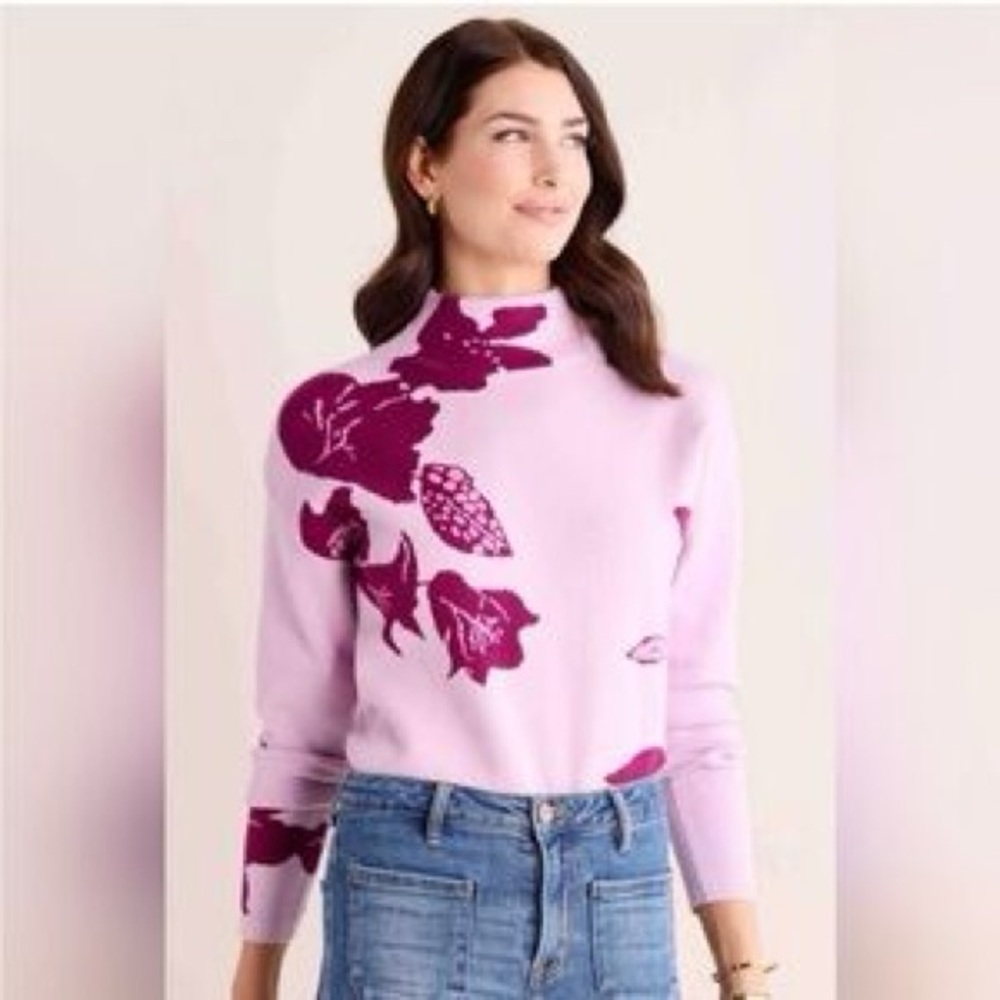 Women’s Avara Mock Neck Floral Pullover Sweater Size Large